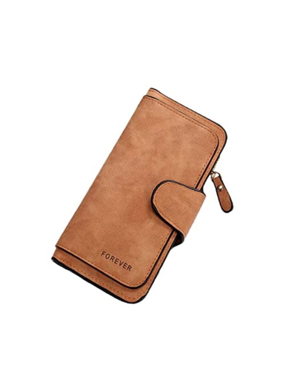 Womens Genuine Leather Long Wallet RFID Blocking ID Window Coffee Brown Zip